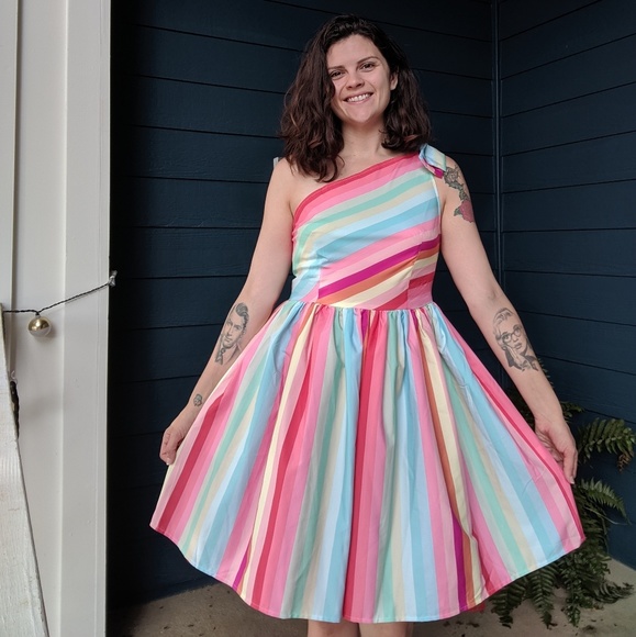Rainbow one shoulder dress Clearance